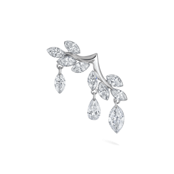 Diamond Vine Garland Threaded Stud Earring White Gold 20.5mm B Direction