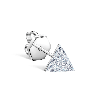 Invisible Set Triangle Diamond Stud Earring White Gold 6mm