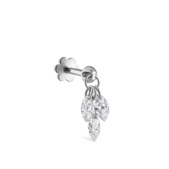 Floating Diamond Plume Threaded Charm Earring